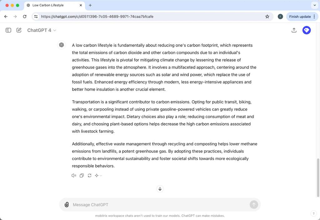 ChatGPT Output What Is Low-Carbon Life