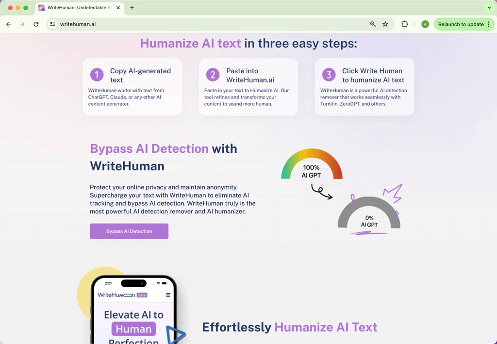 WriteHuman.ai Humanize Ai Text Steps